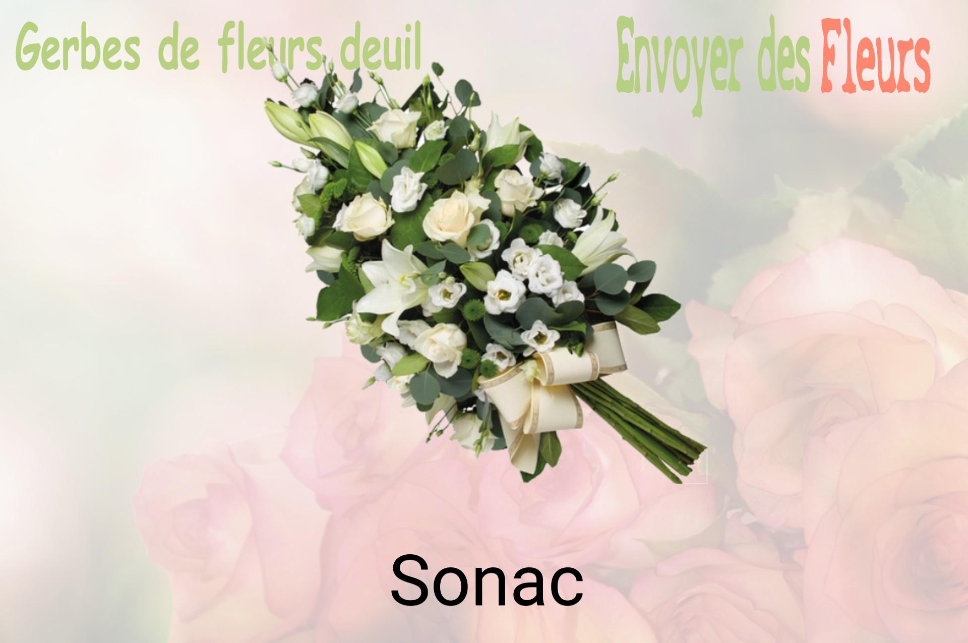 Gerbe de fleurs de deuil livrée à Sonac
